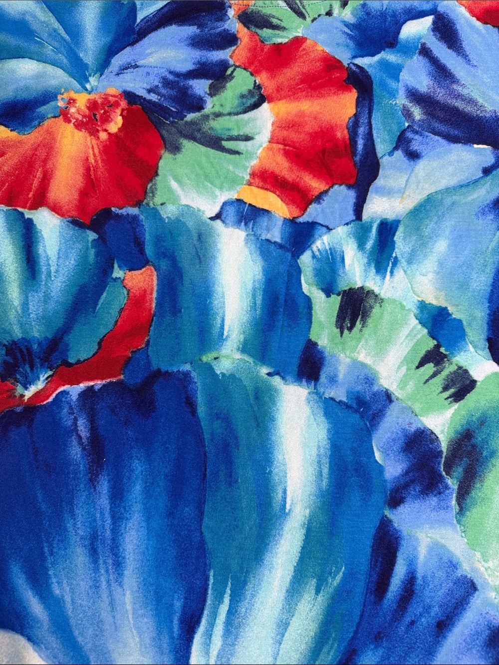 Chico's Vibrant Floral Short Sleeve Tee in Blue, Red, Green - Picture 2 of 5